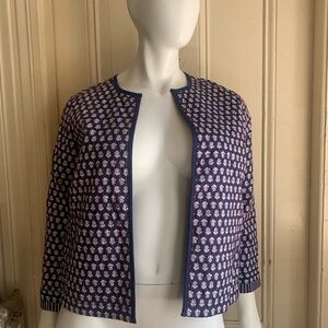 J. Jill Navy and White Quilted Jacket